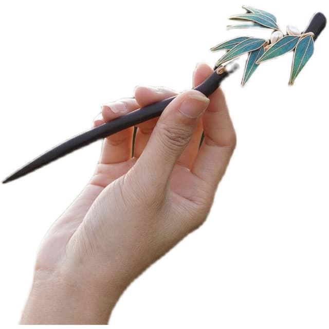 Verdant Lord — Bamboo Leaf Ebony Hairpin — the piece resting in soft light