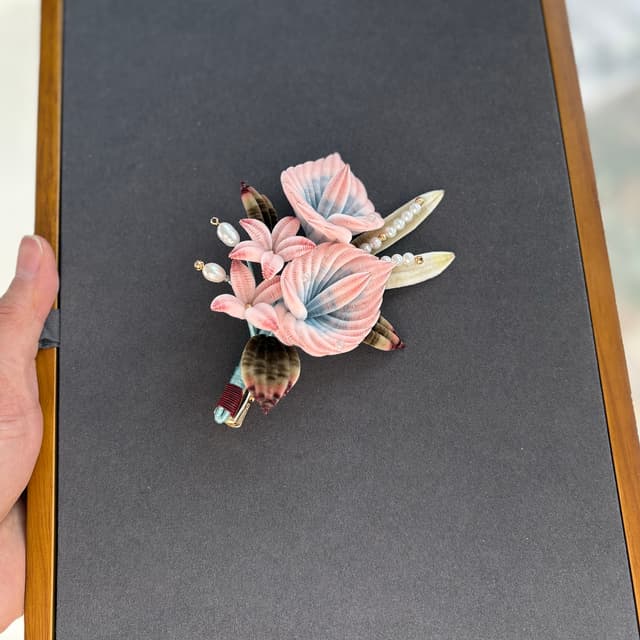 Calla Lily — Fine Velvet Hair Clip — the piece resting in soft light