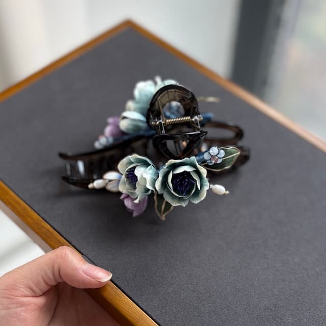 Jade Dew — Gathered Treasures Claw Clip — the piece resting in soft light