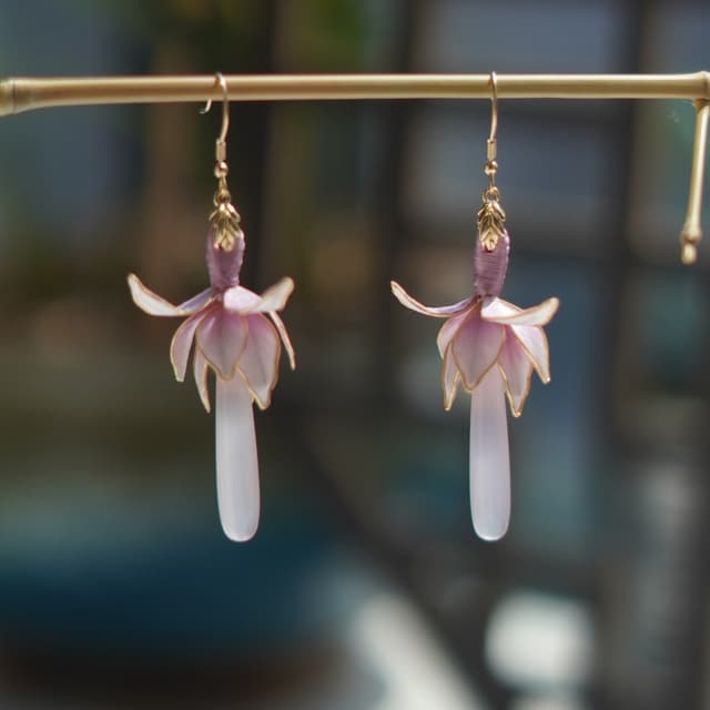 Magnolia — Velvet Flower Earrings — worn as part of a styling